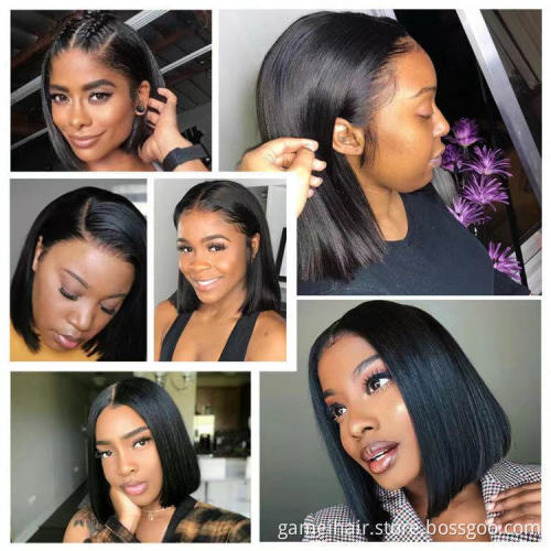 Cheap Raw Indian Virgin Human Hair Straight Hd Full Lace Frontal Bob Wigs Natural Human Hair Transparent Lace Front Wig Vendor